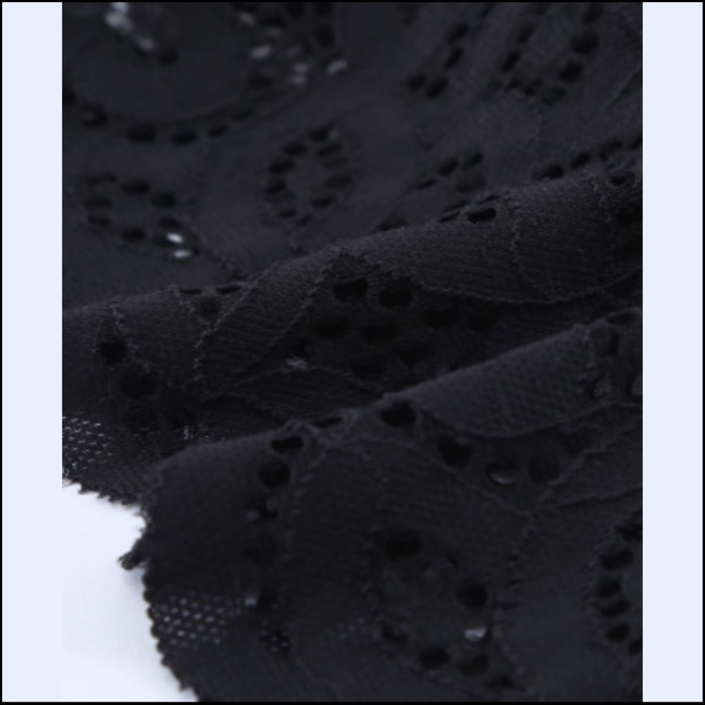 BLACK LACE FLORAL CROCHET SPAGHETTI-STRAP BRALETTE Sz MEDIUM - Picture 9 of 13